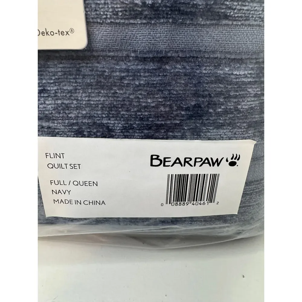 Bearpaw Flint Full/Queen Navy Quilt Set 3-Piece New in Package